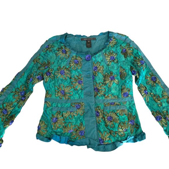 Marc Jacobs Floral Embroidered Jacket – Size 6 – Vintage/Archive – Green/Blue - Picture 7 of 11